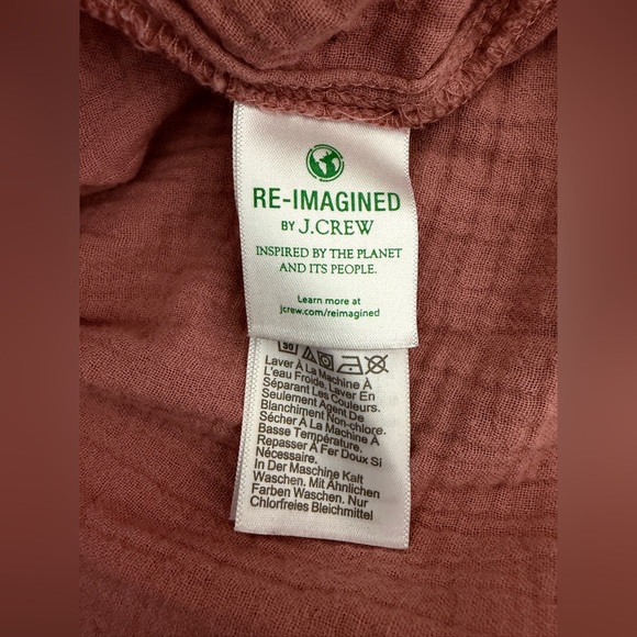 J Crew Factory Gauze Smocked Ruffleneck Top Size L - Picture 4 of 8